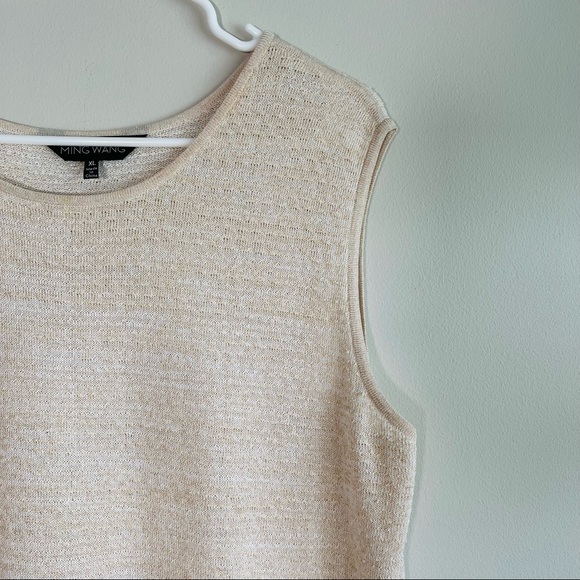 Ming Wang sleeveless shift midi dress golden thread - Picture 2 of 8